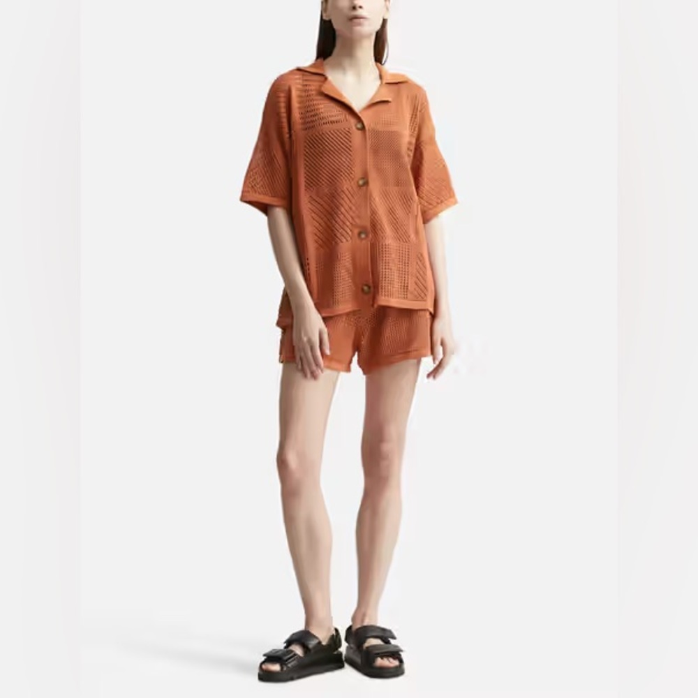 NANUSHKA JAEL Paper-Crochet Shorts in Rust (Size) NWT